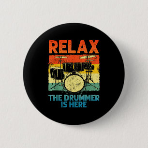 Funny Drumming Art For Men Women Drumline Drum Set Button