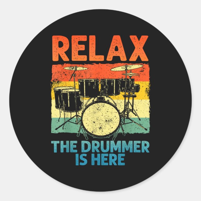 Funny Drumming Art For Men Women Drumline Drum Set Classic Round Sticker (Front)