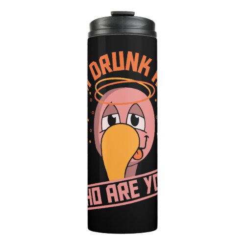 Funny Drunk Animal Flamingo Beer Thermal Tumbler