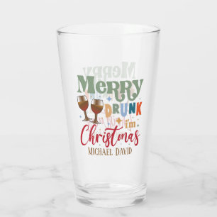 funny drunk Christmas drinking Glass