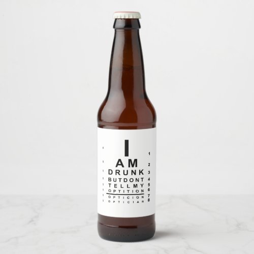 Funny drunk eye chart beer bottle label