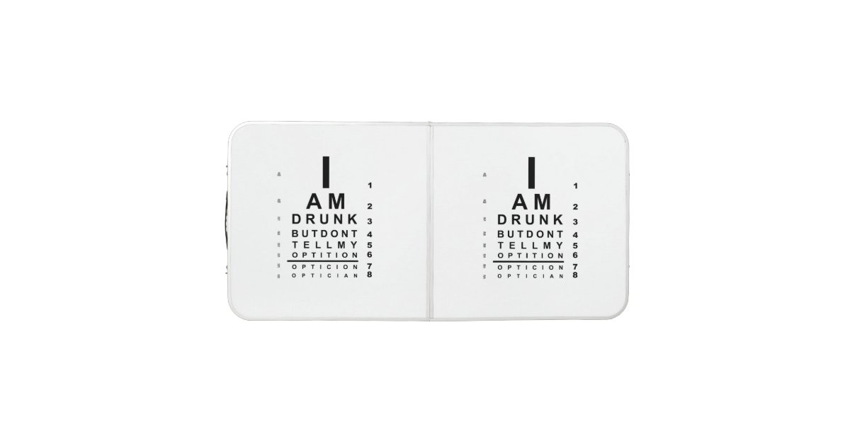 Funny drunk eye chart beer pong table