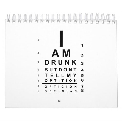 Funny drunk eye chart calendar