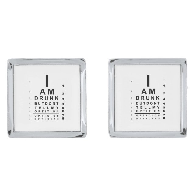 Funny drunk eye chart cufflinks (Front)