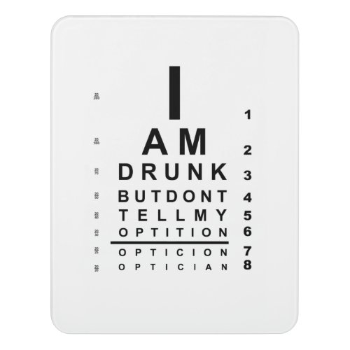 Funny drunk eye chart door sign