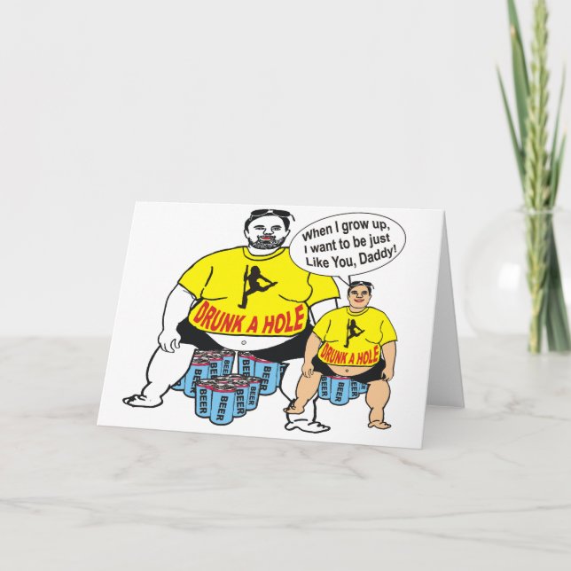 Funny Drunk Father Like Son Greeting Card (Front)