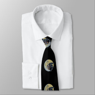 Funny Drunk Halloween Full Moon Bat Neck Tie