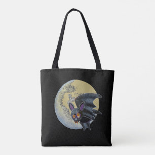 Funny Drunk Halloween Full Moon Bat Tote Bag