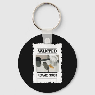 Funny Drunk Raccoon Wanted Reward $1000 Trash Pand Keychain
