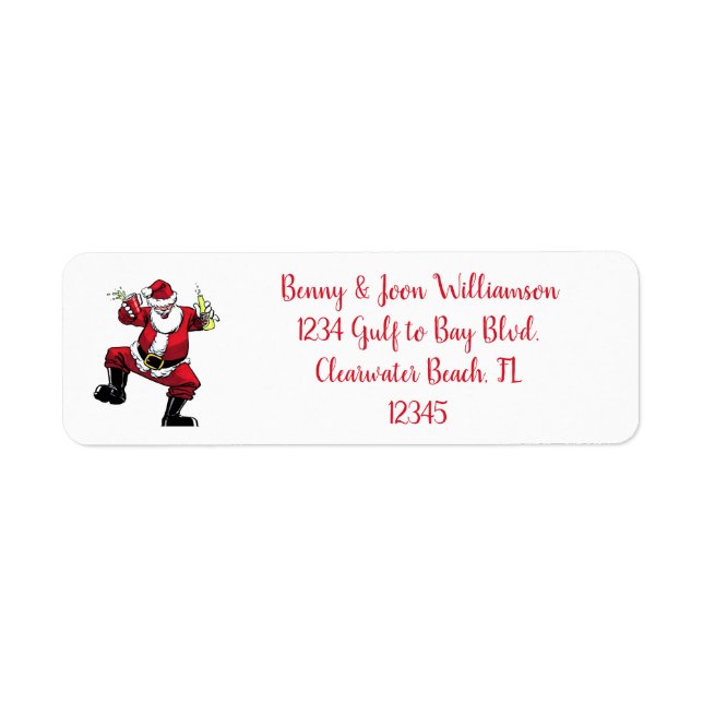 Funny Drunk Santa Christmas Return Address Label (Front)
