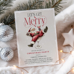 Funny Drunk Santa 'Let's Get Merry Christmas Party Invitation