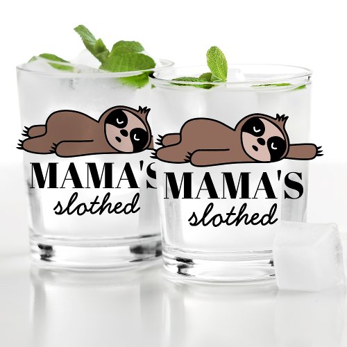 Funny Drunk Sloth Gift For Mom Who Loves Drinking Whiskey Glass