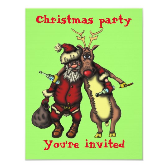 Funny drunken Santa and Rudolph Christmas card | Zazzle.com