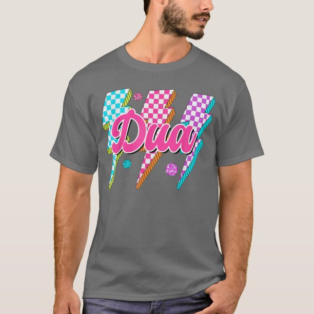 Funny Dua Lightning Bolt Checkered I Love Dua 80s  T-Shirt (Front)