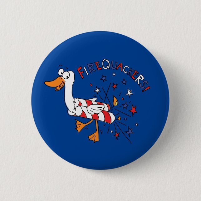 Funny Duck 4th of July Kids Cute Button (Front)
