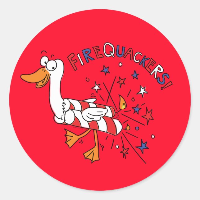 Funny Duck 4th of July Kids Cute Classic Round Sticker (Front)