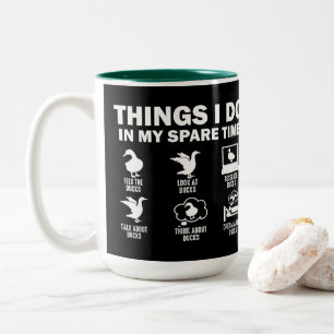 Funny Duck 6 Things I Do In My Spare Time Ducks Two-Tone Coffee Mug