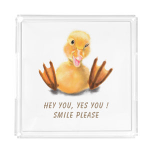 Funny Duck Acrylic Tray Smile - Custom Text