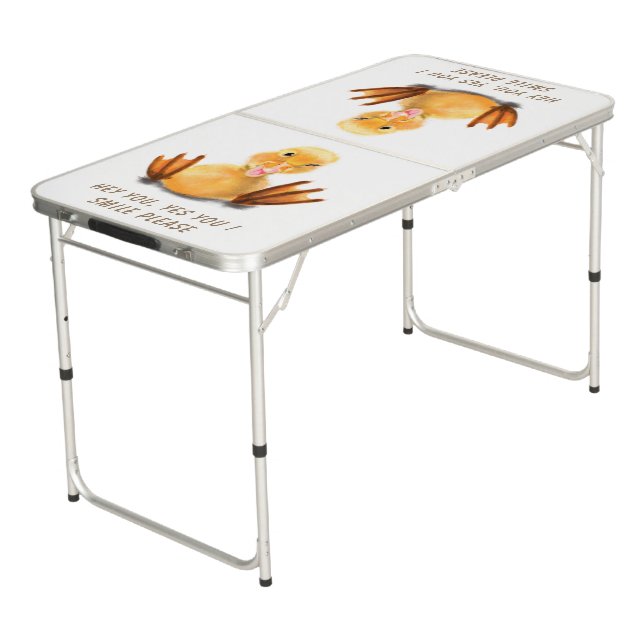 Funny Duck Beer Pong Table Smile - Custom Text (Angled)