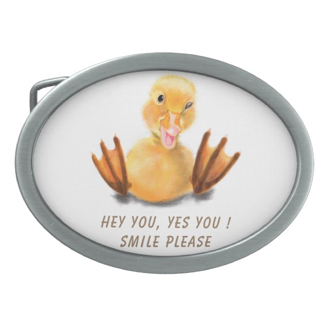 Funny Duck Belt Buckle - Custom Text (Front)