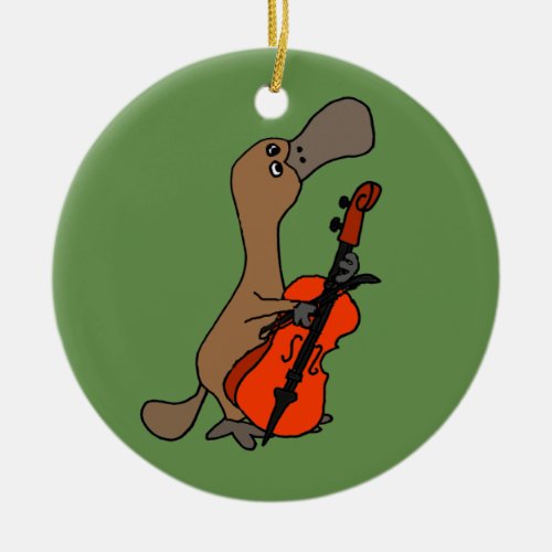 Funny Duck_billed Platypus playing Cello Music Ceramic Ornament
