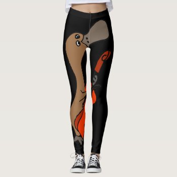 Funny Duck-billed Platypus Playing Cello Music Leggings by naturesmiles at Zazzle