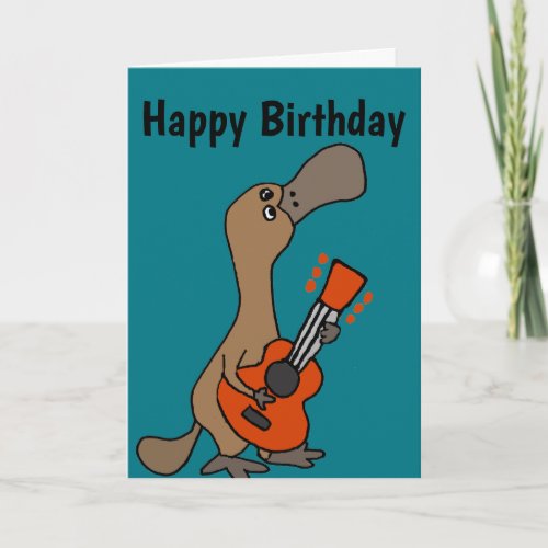 Funny Duck_Billed Platypus Playing Guitar Card