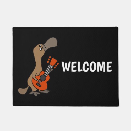 Funny Duck_Billed Platypus Playing Guitar Doormat