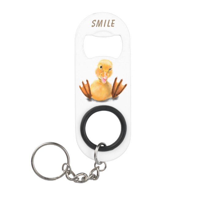 Funny Duck Bottle Opener Keychain - Custom Text (Front)