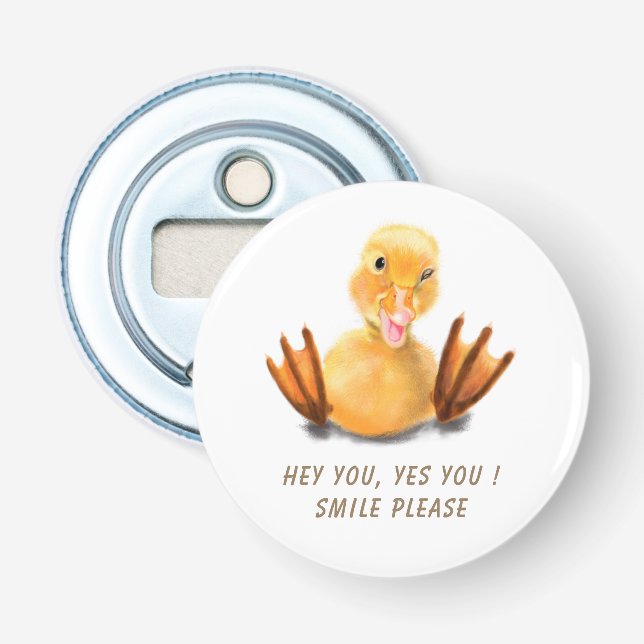 Funny Duck Bottle Opener Smile - Custom Text (Front)