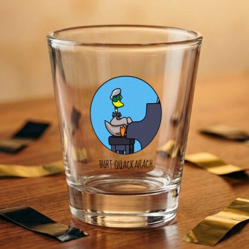 Funny Duck Burt Quackarach Piano Player Artwork Shot Glass
