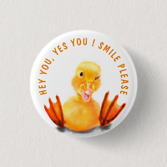 Funny Duck Button - Custom Text (Front)