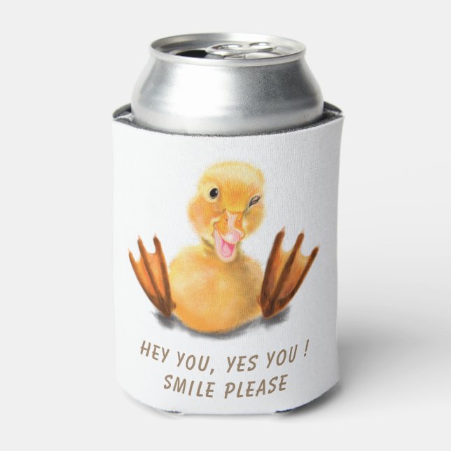 Funny Duck Can Cooler Smile - Custom Text (Can Front)