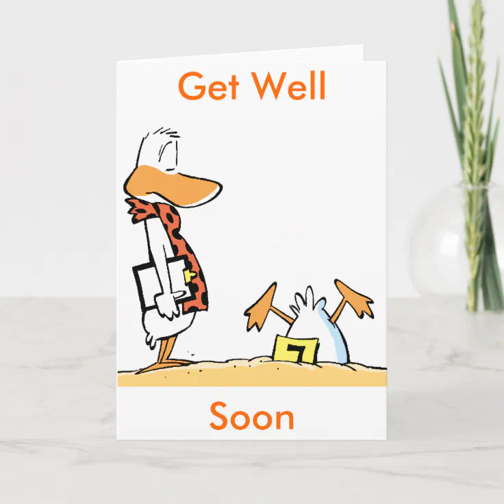Funny Duck Cartoon Get Well Soon Card | Zazzle