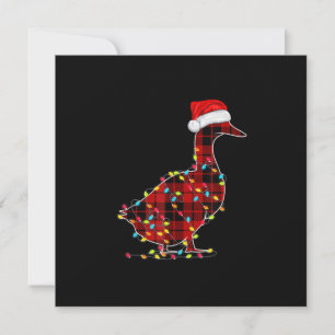 Funny Duck Christmas Light Red Plaid Matching Invitation