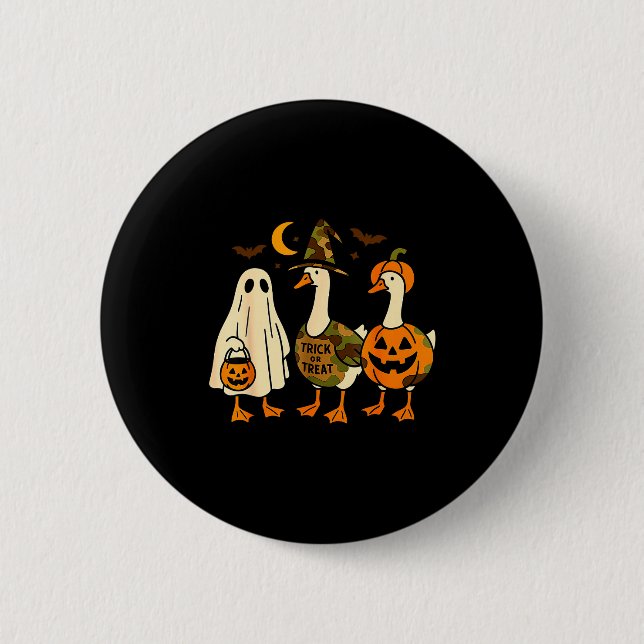 Funny Duck Duck Boo Halloween Costume Duck  Button (Front)
