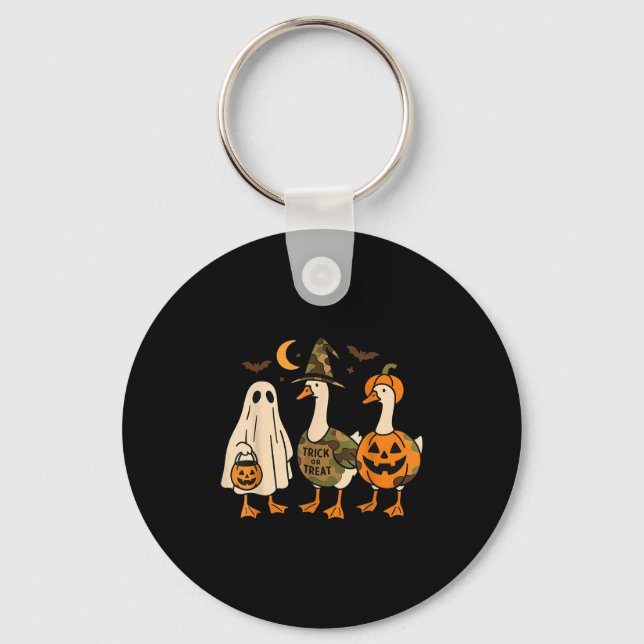 Funny Duck Duck Boo Halloween Costume Duck  Keychain (Front)
