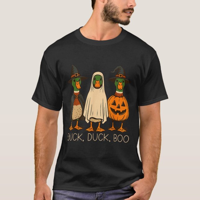 Funny Duck Duck Boo Halloween Costume Duck  T-Shirt (Front)