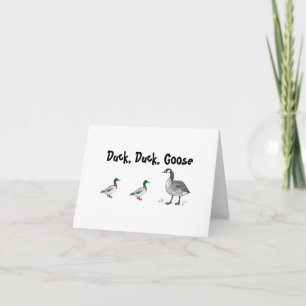 Funny Duck Duck Goose Cartoon, Kids Game Pun Card