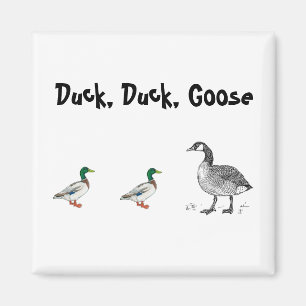 Funny Duck Duck Goose Cartoon, Kids Game Pun Magnet