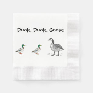 Funny Duck Duck Goose Cartoon, Kids Game Pun Napkins