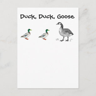 Funny Duck Duck Goose Cartoon, Kids Game Pun Postcard