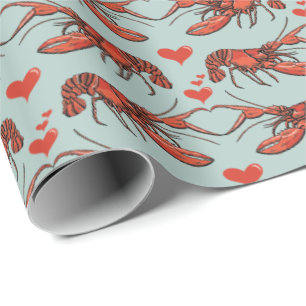 Funny Duck Egg Blue You're My Lobster Romance Wrapping Paper