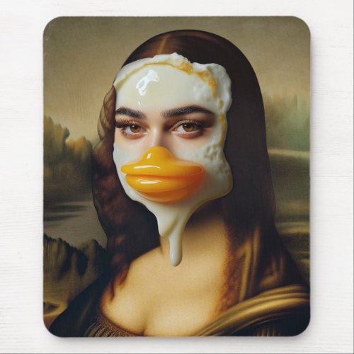 Funny Duck Face Egg Mona Mouse Pad