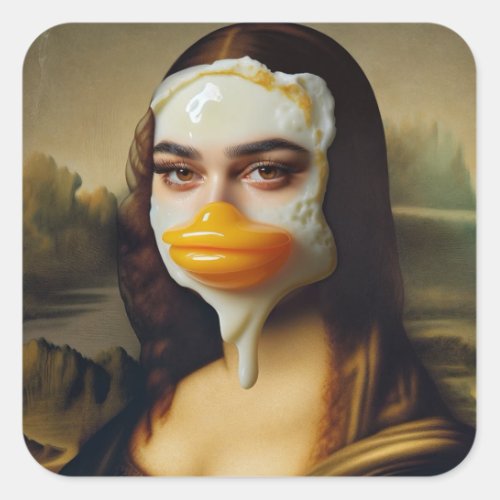 Funny Duck Face Egg Mona Square Sticker