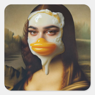 Funny Duck Face Egg Mona Square Sticker