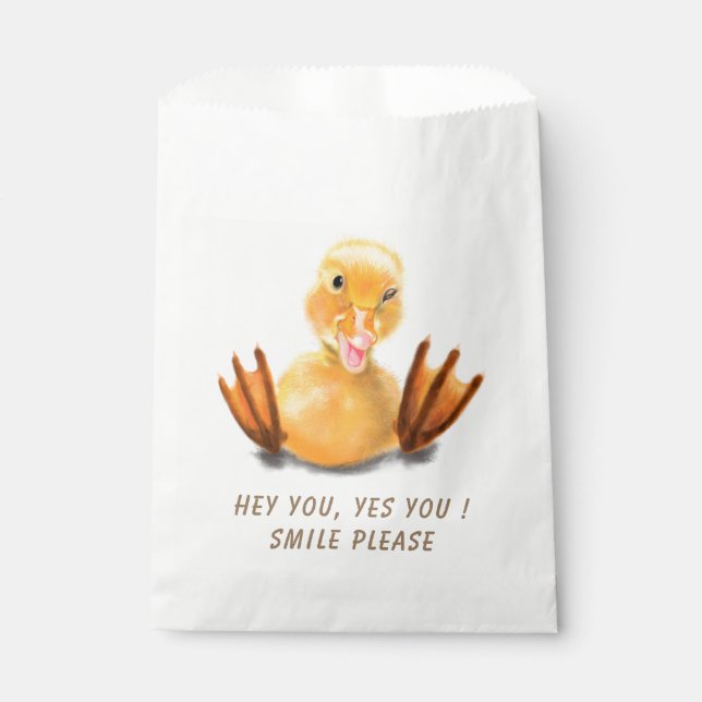 Funny Duck Favor Bag Smile - Custom Text (Front)