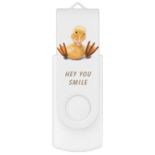 Funny Duck Flash Drive Smile - Custom Text