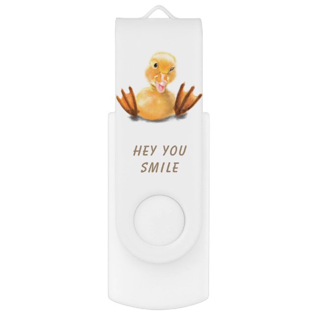 Funny Duck Flash Drive Smile - Custom Text (Front Vertical)