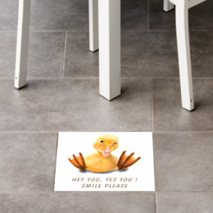 Funny Duck Floor Decals Smile - Custom Text